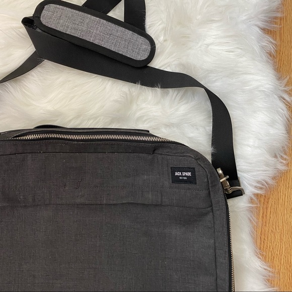 Jack Spade New York Oxford Tech Crossbody Laptop Travel Work Bag Charcoal Grey - Picture 2 of 12
